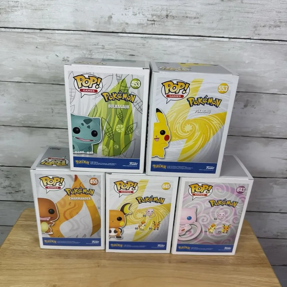 pokemon funko pop lot of 5charmander pikachu bulbasaur Raichu Meh